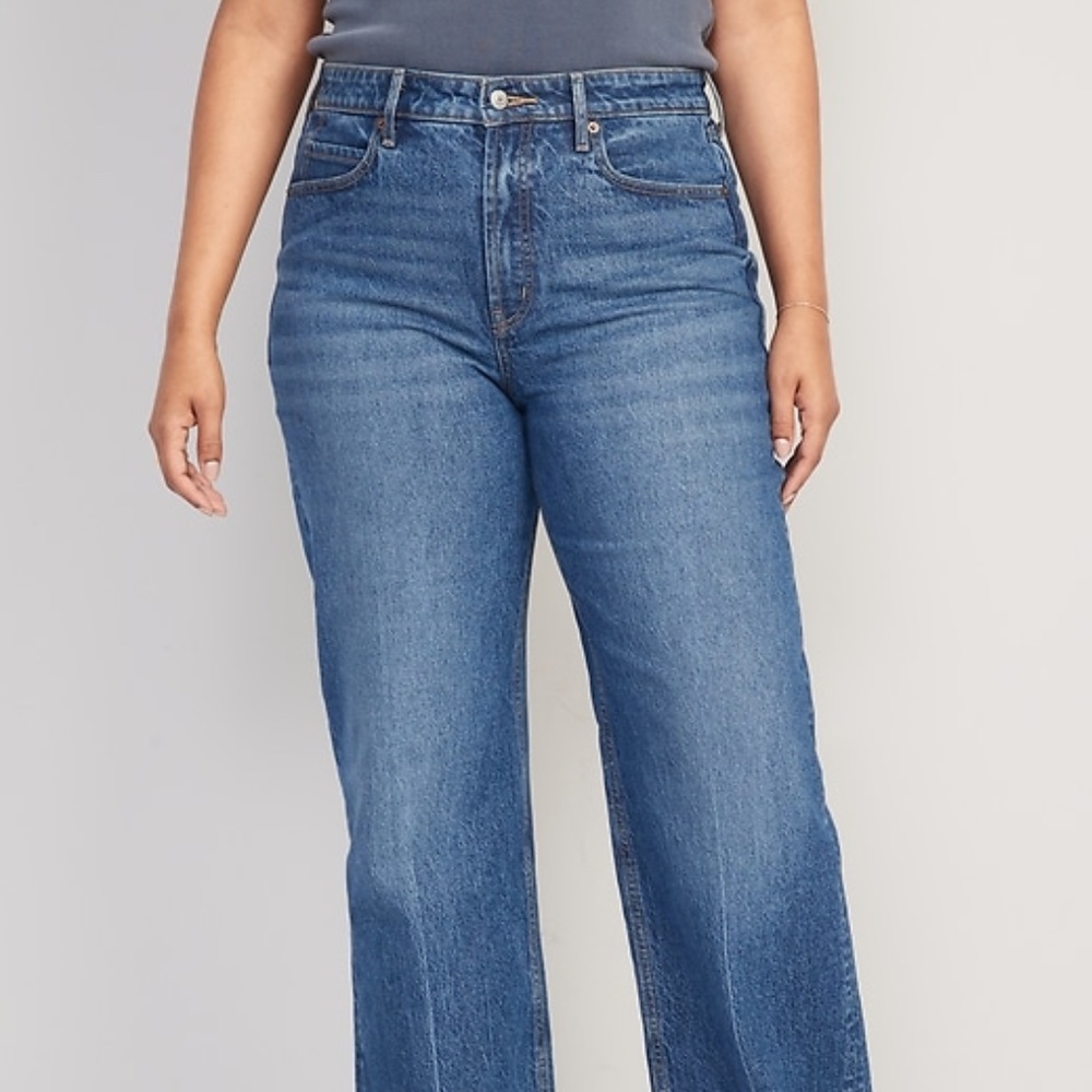 NWT Old Navy Extra High-Waisted Sky-Hi Wide-Leg Jeans Size 16